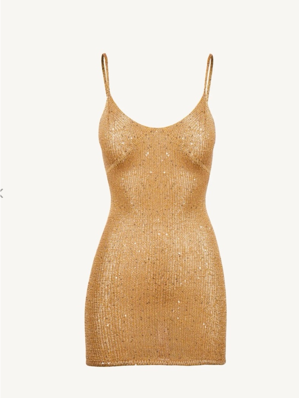 Gold Sequin Slip Dress with Spaghetti Straps